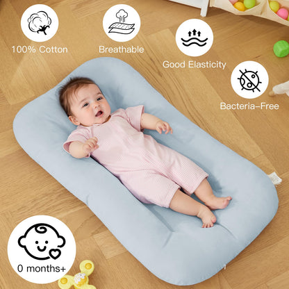 Top down view of breathable grey baby lounger