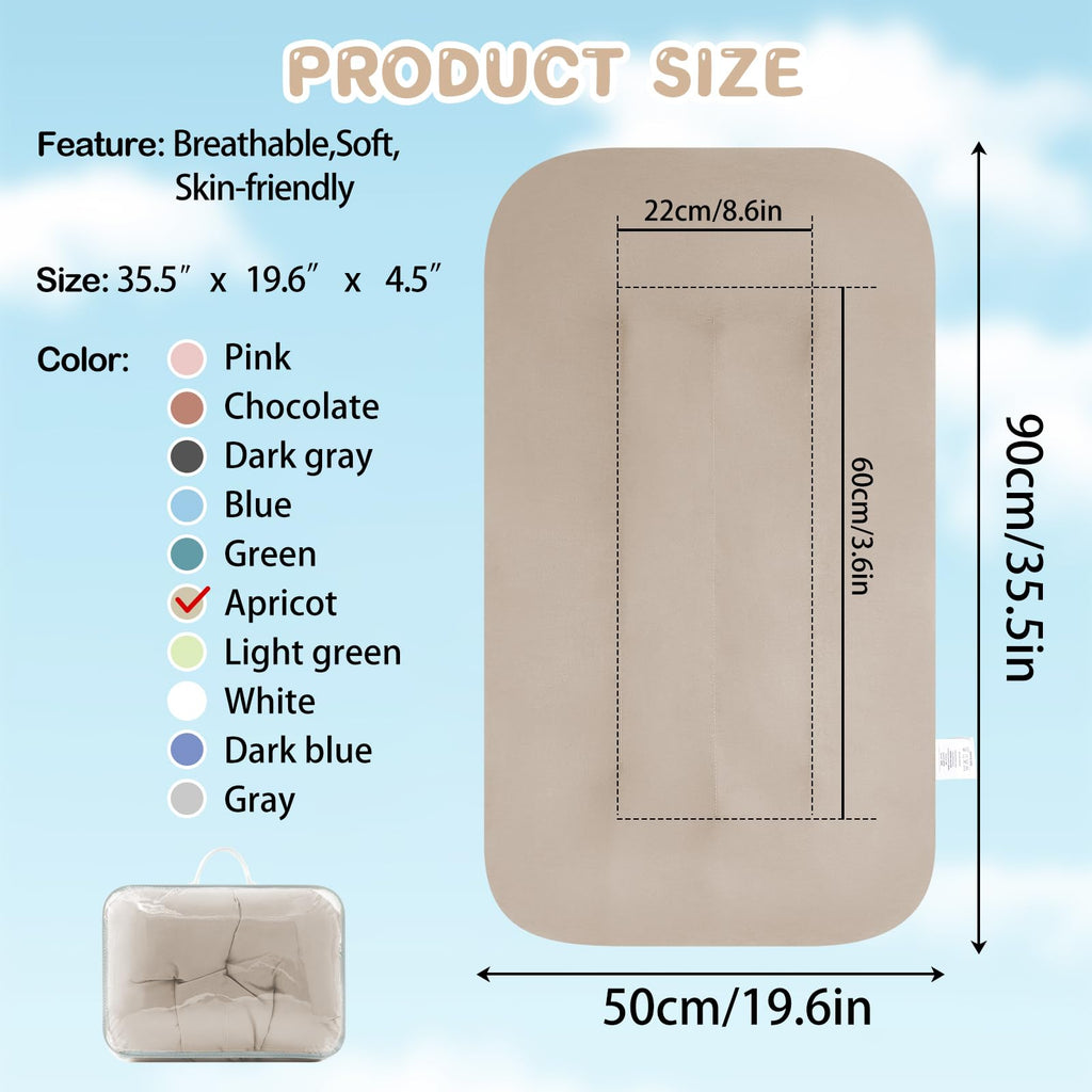 PGONEEE Lucakuins baby lounger top view showing dimensions