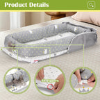Portable baby nest folded inside travel carry bag
