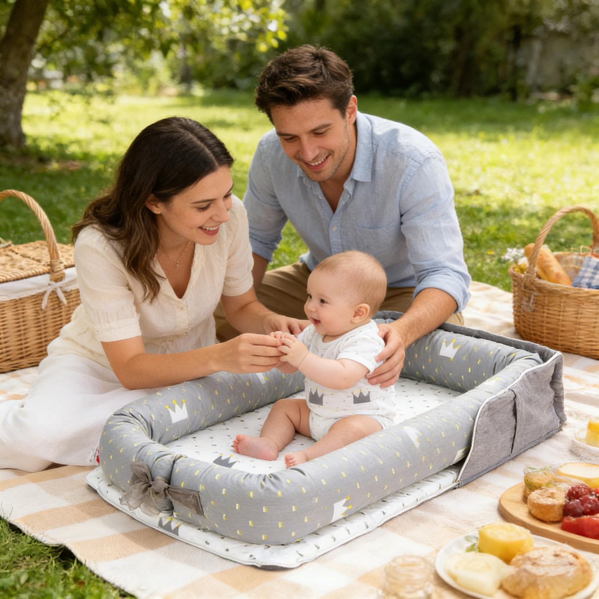 Detail shot of infant support cushion bumper and padding