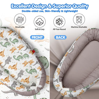 Newborn lying in Butoa tummy time lounger