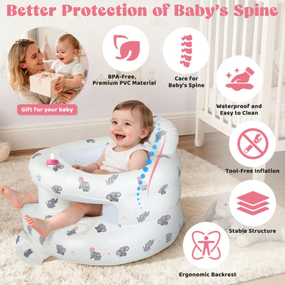 Baby sitting in CandyHome inflatable elephant chair