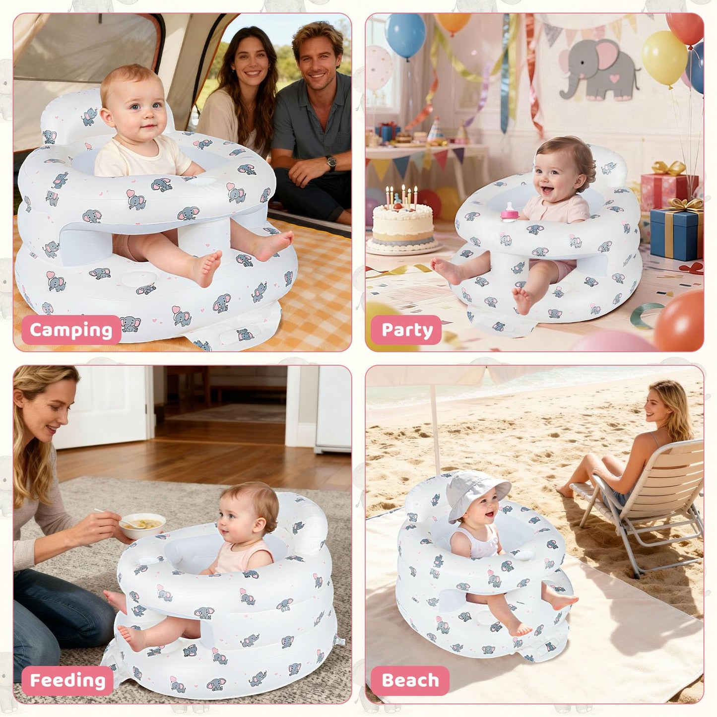 Top down view of baby floor seat with support tray
