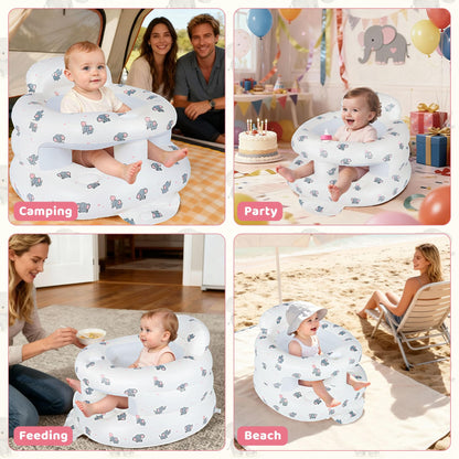 Top down view of baby floor seat with support tray