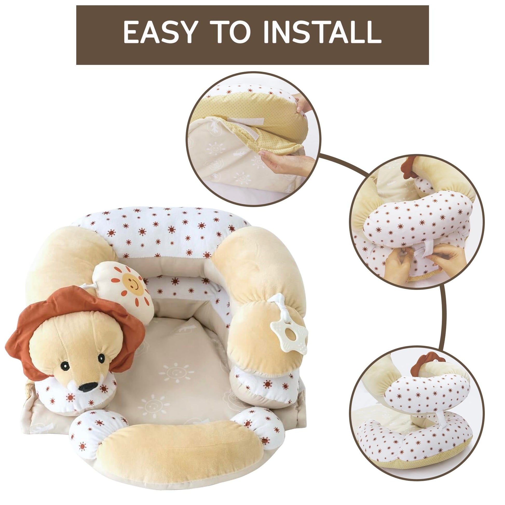Side view of Aila+Aiden 2-in-1 baby activity seat and mat