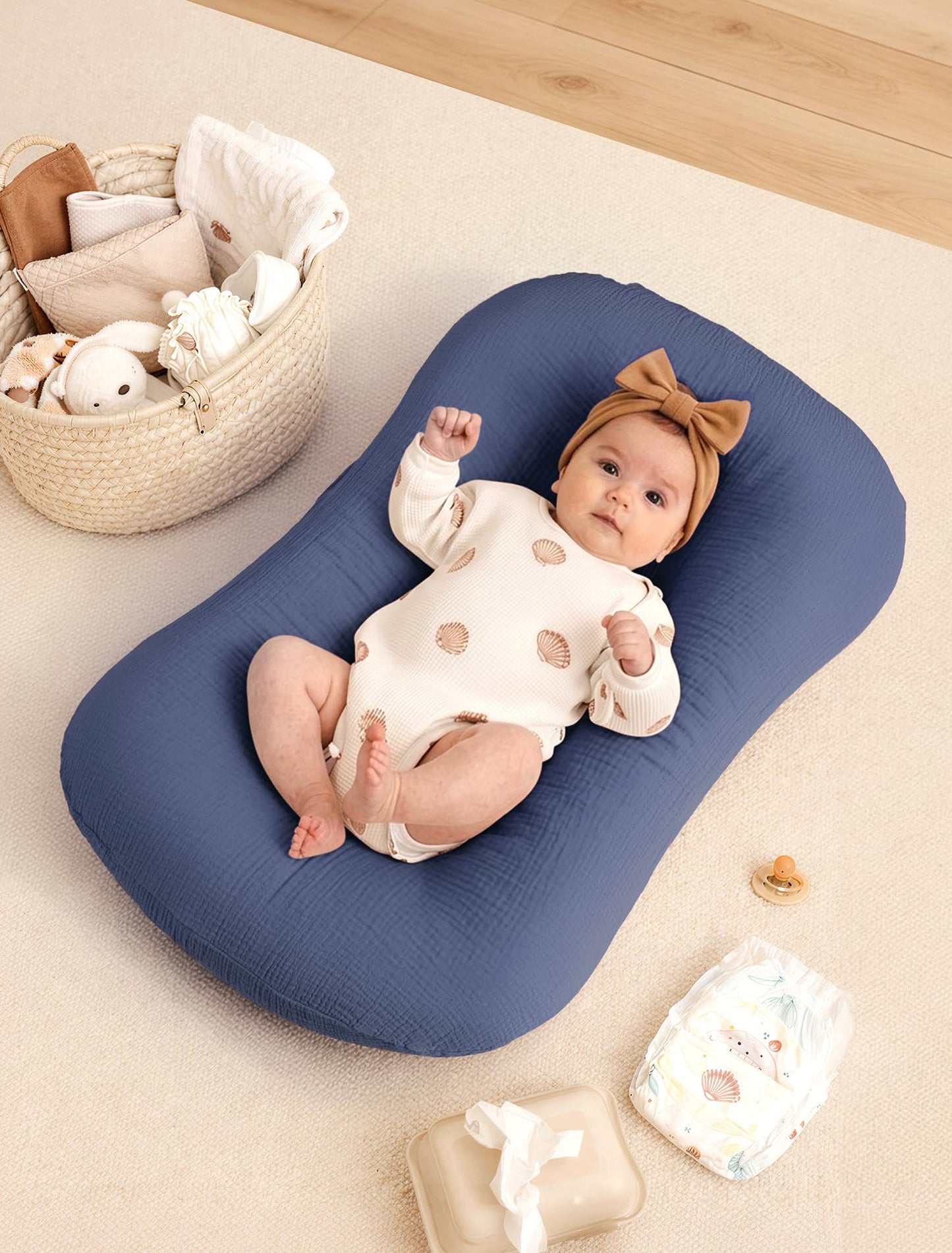 Termichy baby lounger slipcover navy and blue pattern