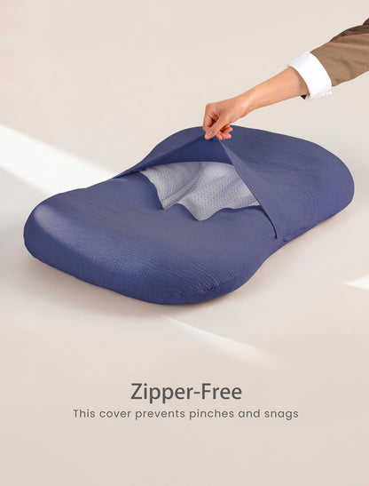 Soft muslin cotton texture detail of baby lounger cover