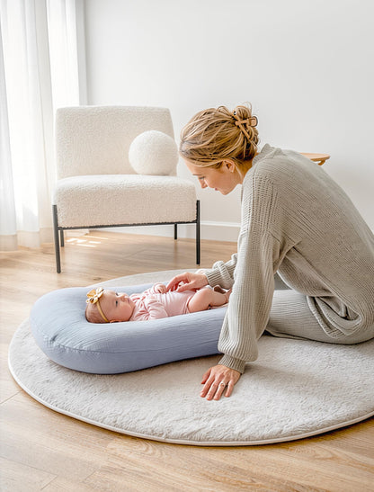 Two piece muslin baby lounger cover set for boys