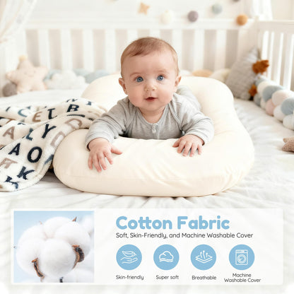Close up view of breathable cotton fabric on baby nest