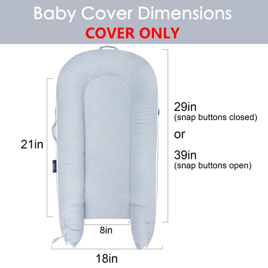 Mexxi baby nest cover showing durable zipper and snap buttons