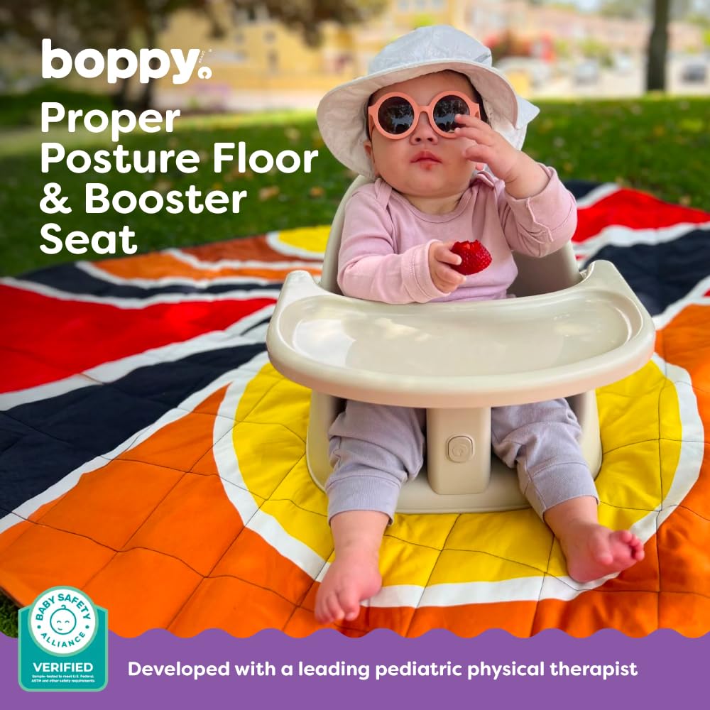 Boppy Proper Posture Floor And Booster Seat oatmeal color with removable tray
