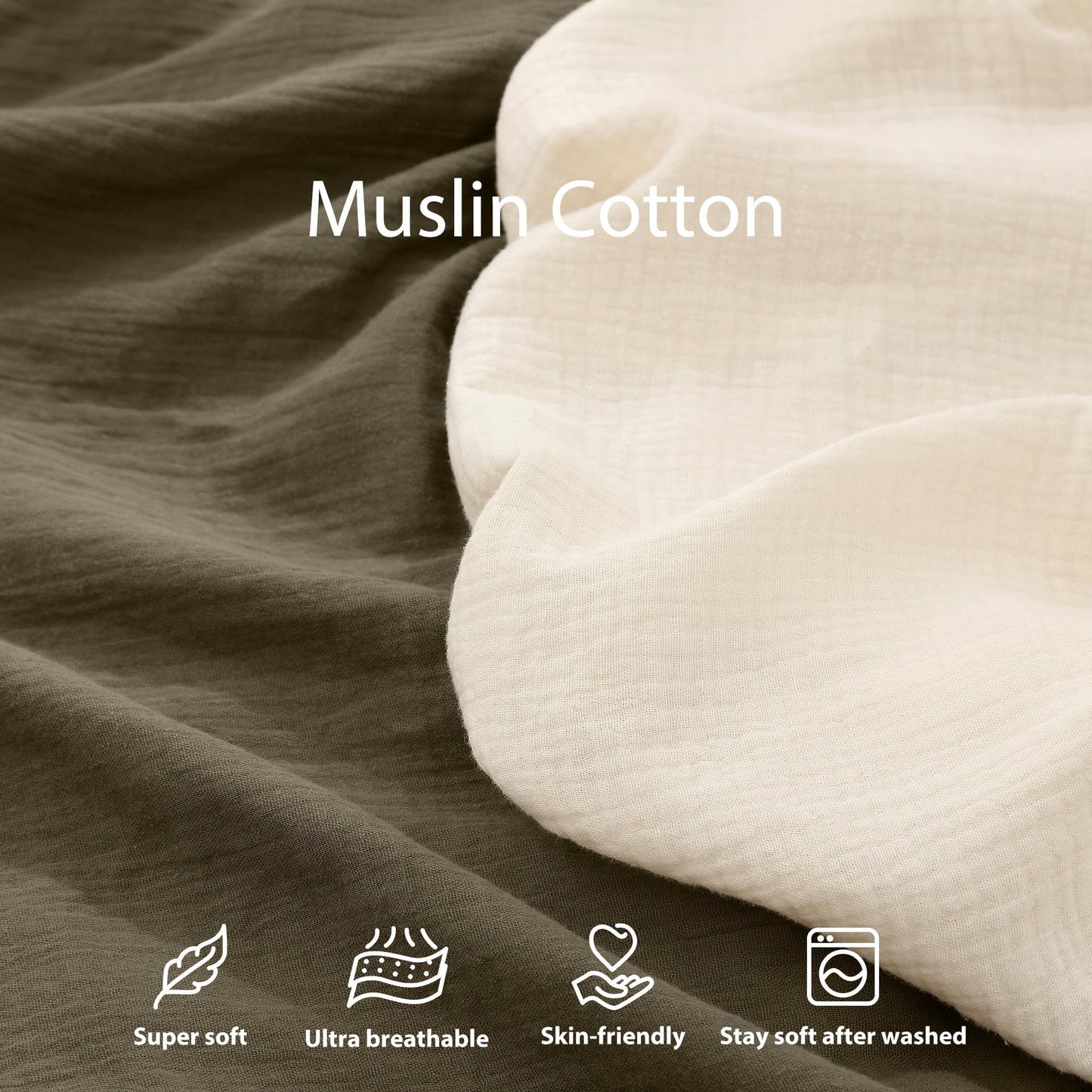 Guruixu dark olive and cream muslin baby lounger covers