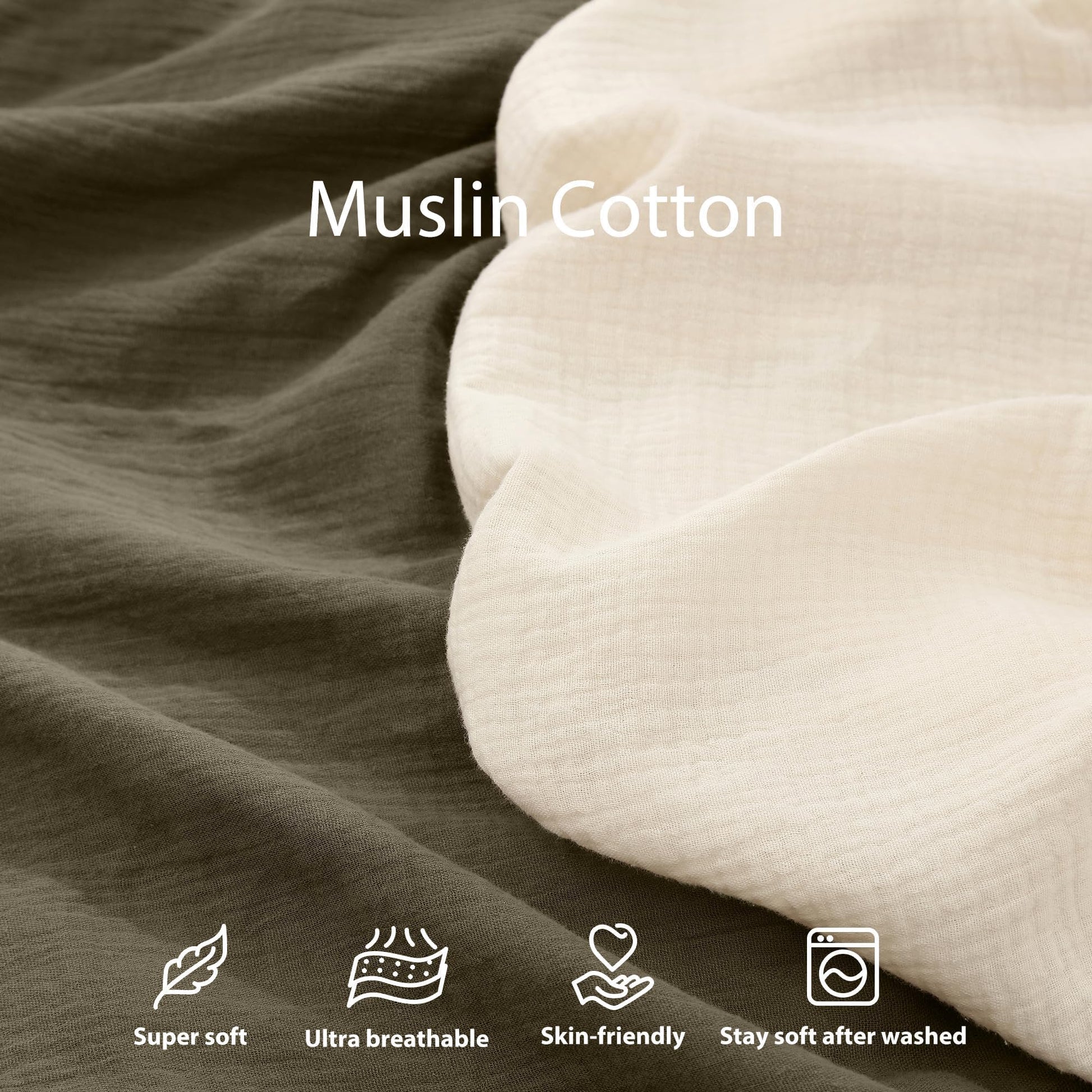 Guruixu dark olive and cream muslin baby lounger covers
