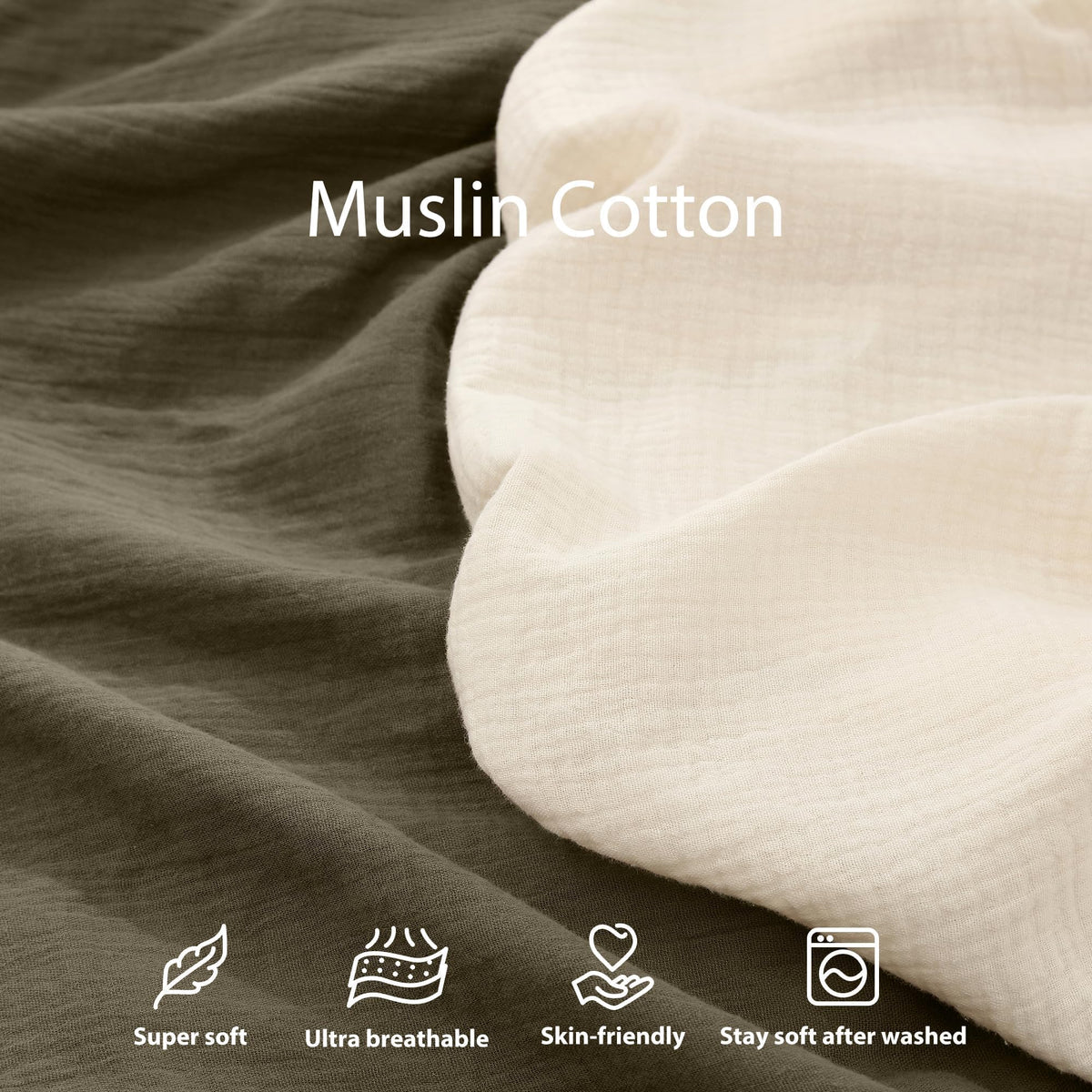 Guruixu infant lounger slipcover showing soft muslin cotton texture