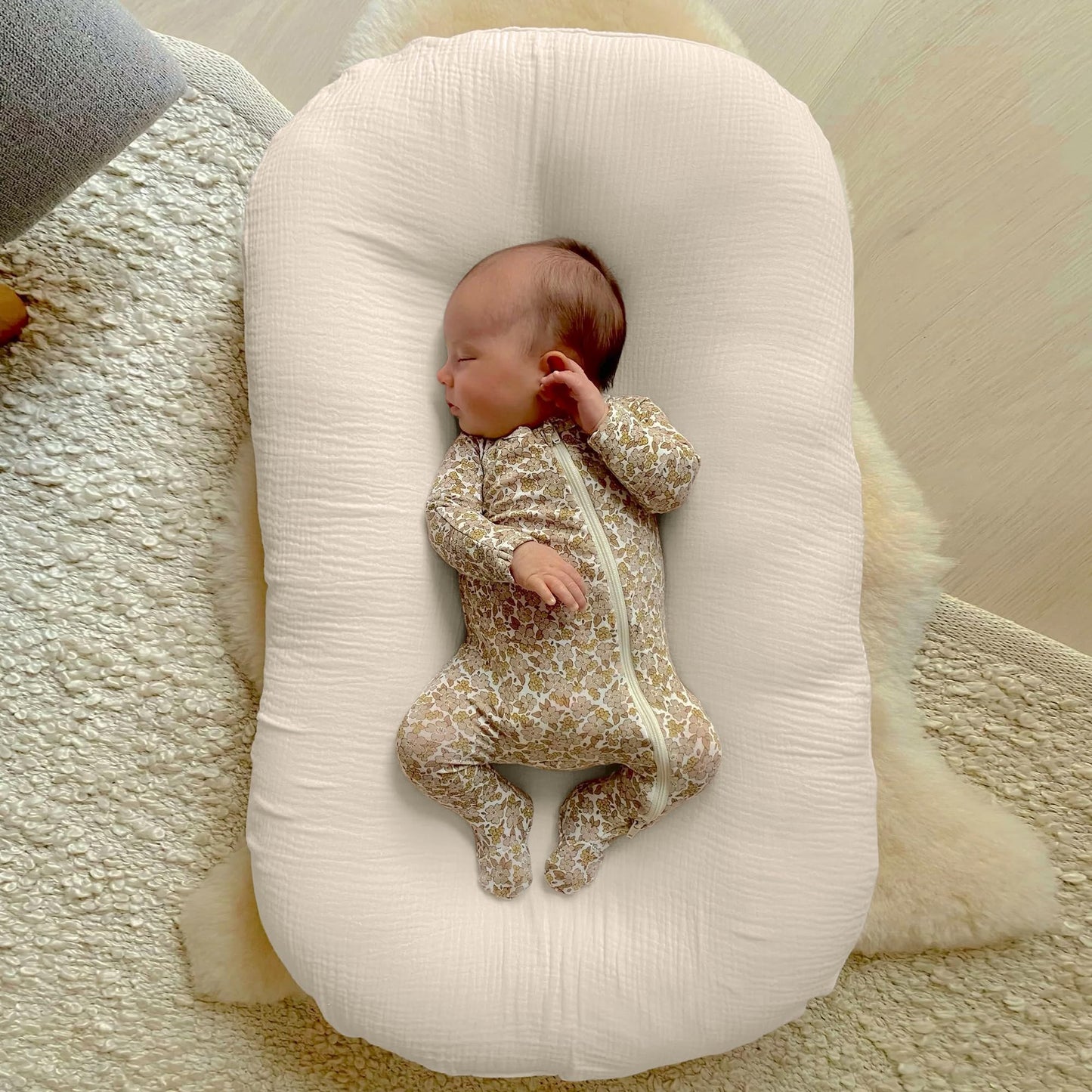 Machine washable muslin cotton baby lounger covers