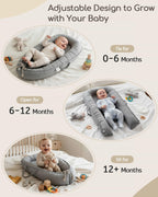 Baobrava baby nest lounger showing breathable pure cotton fabric close up