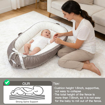 Meindoovm infant floor lounger showing reversible fabric