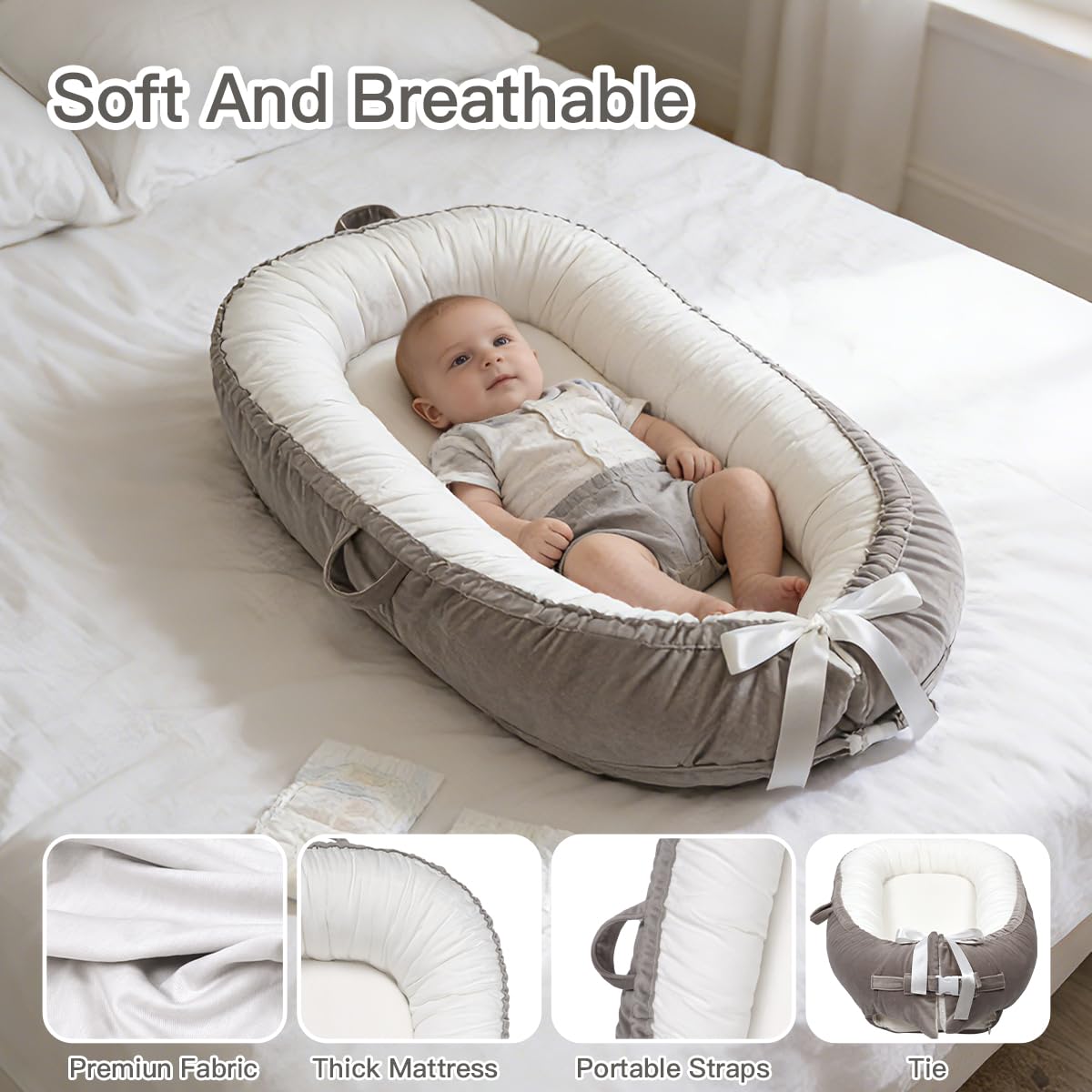 Meindoovm portable baby nest side profile
