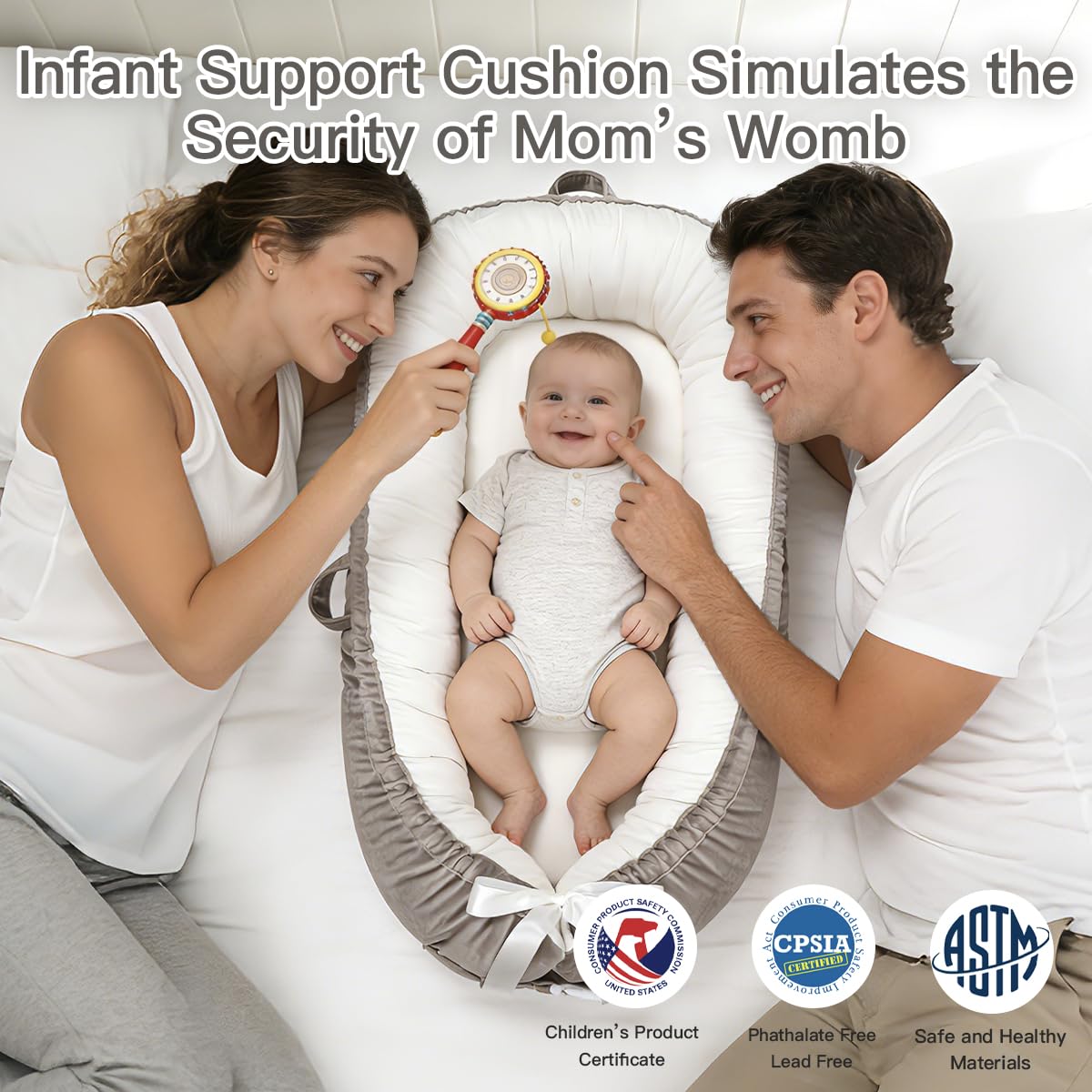 Adjustable straps of Meindoovm infant lounger for sizing