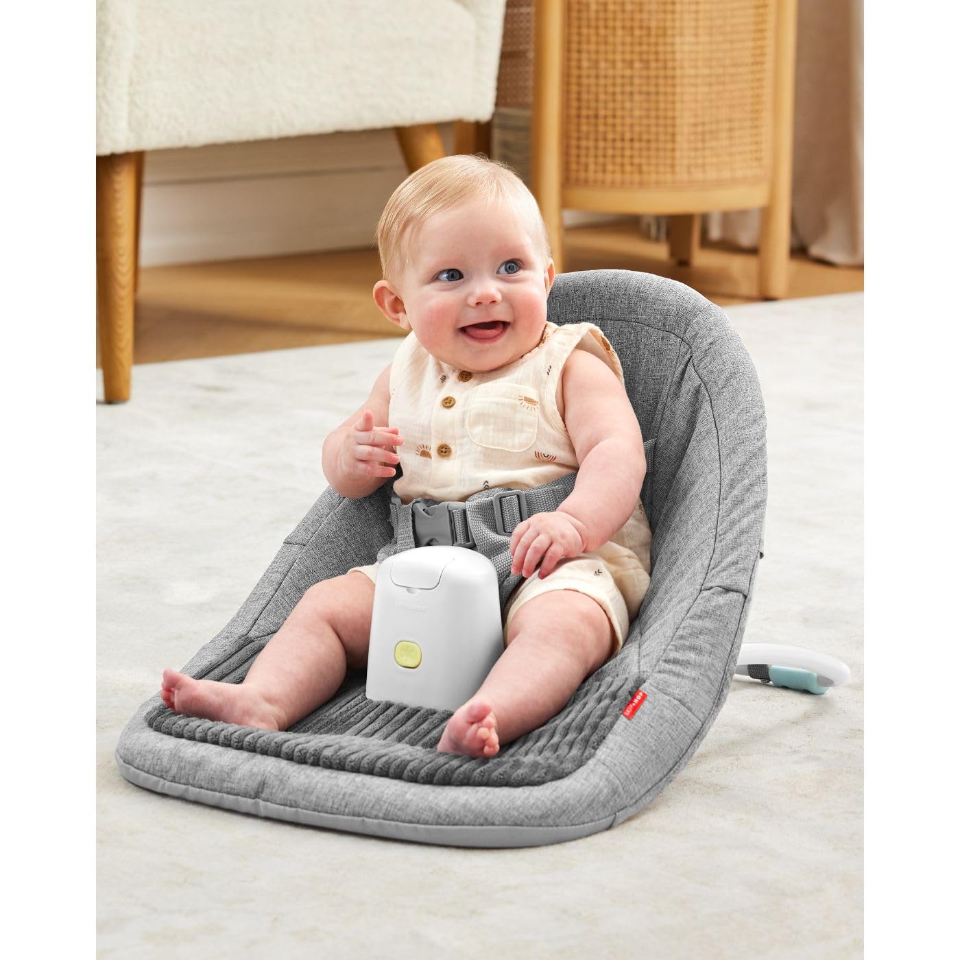 Top down view of Skip Hop grey floor seat for infants