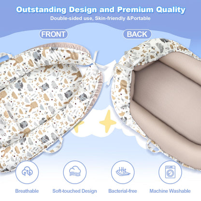 Top view of infant nest showing soft fabric texture