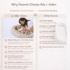 Full view of organic cotton baby lounger laid flat