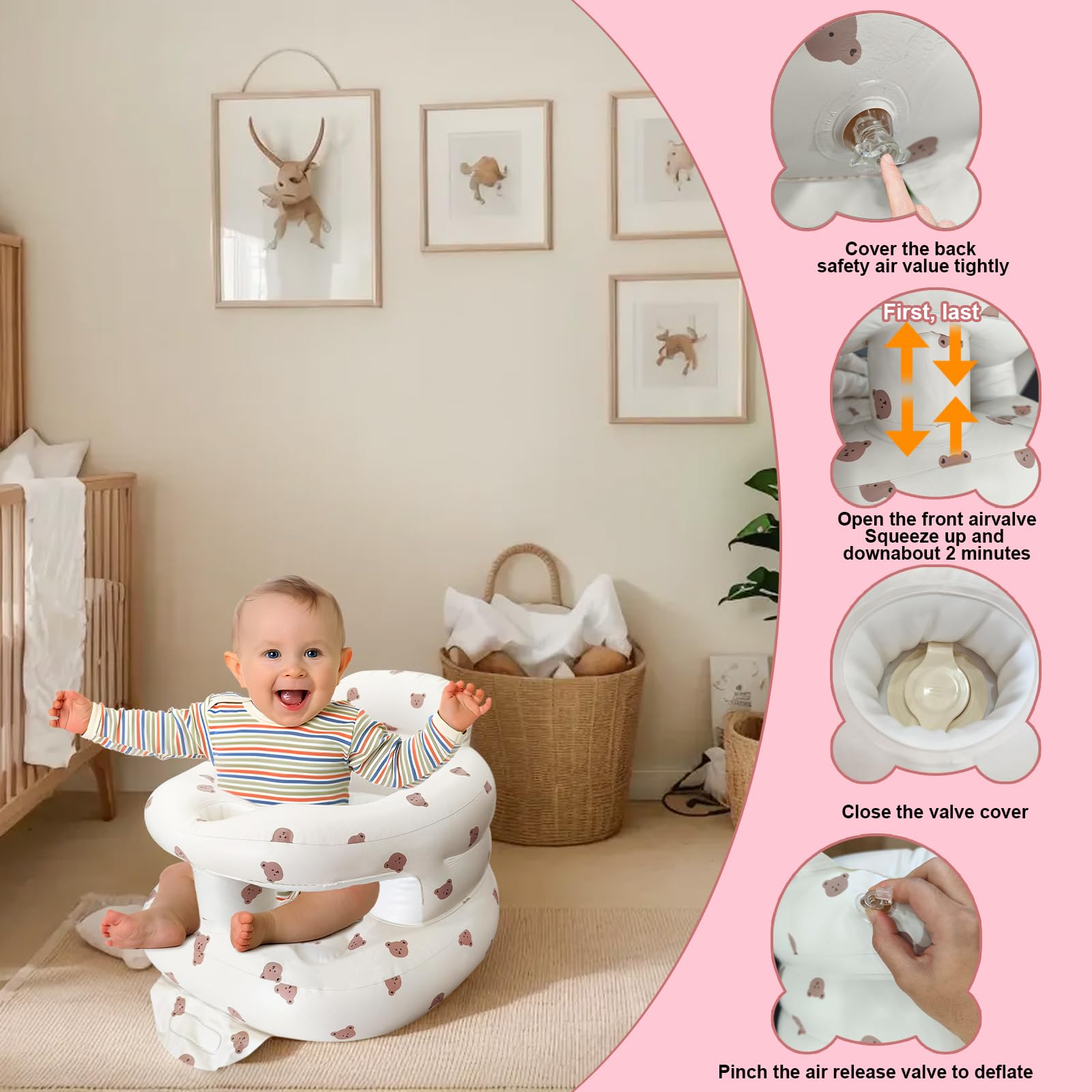Back support structure of Tosxw inflatable baby chair