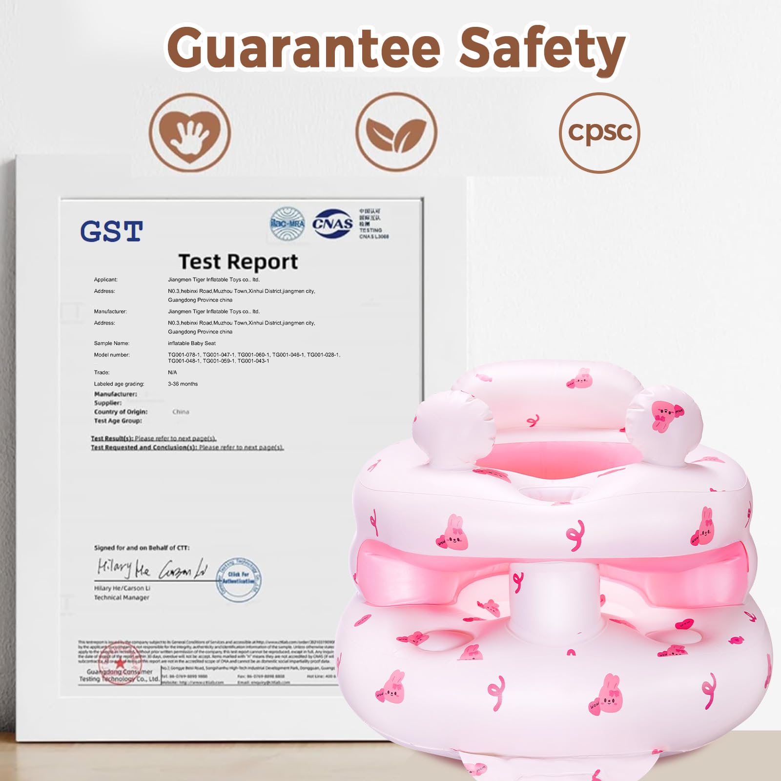 Compact folded view of portable inflatable baby seat