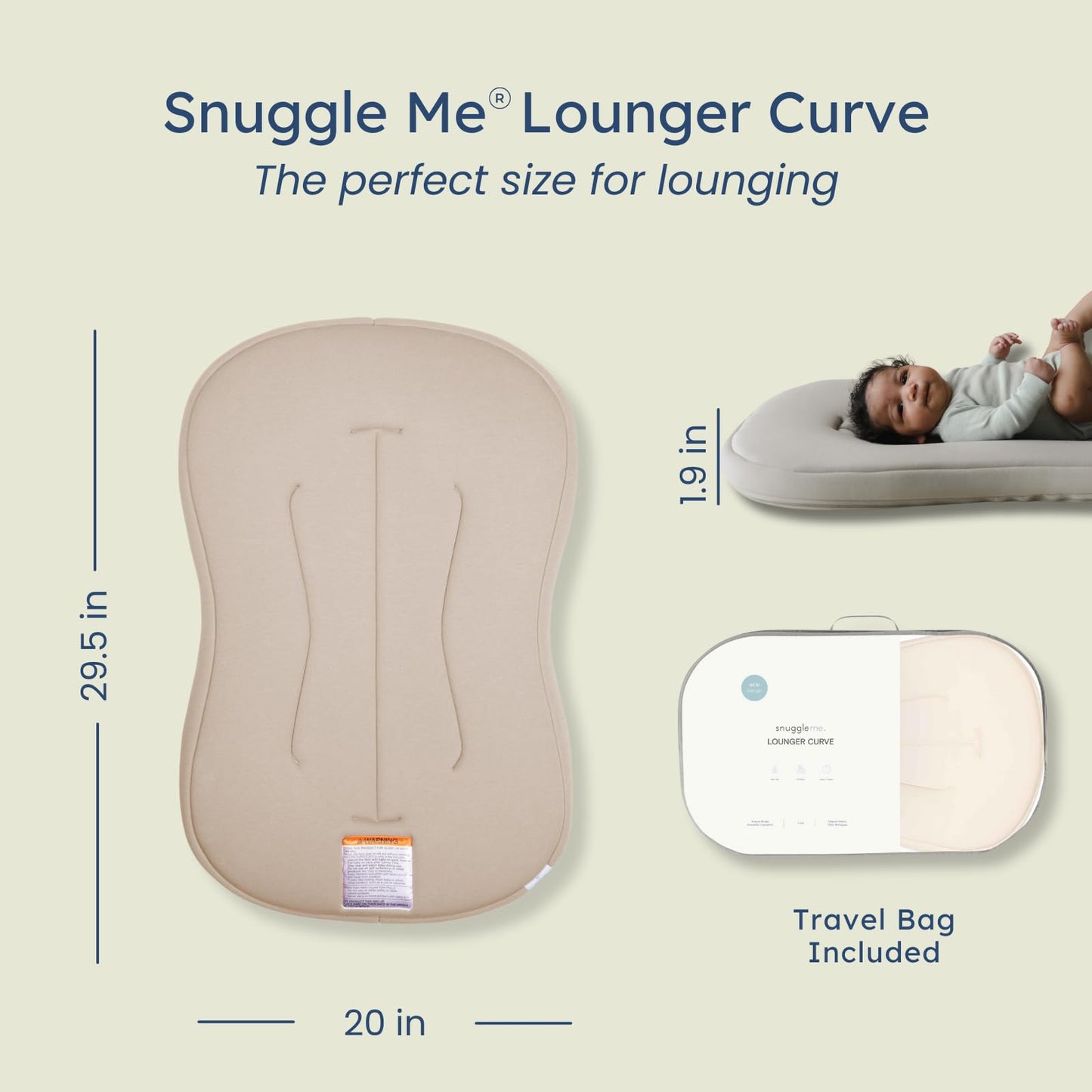 Snuggle Me Lounger Curve branding and fabric texture