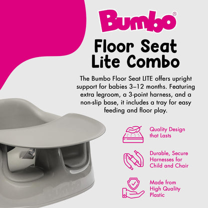 Bumbo floor seat showing three point safety harness detail