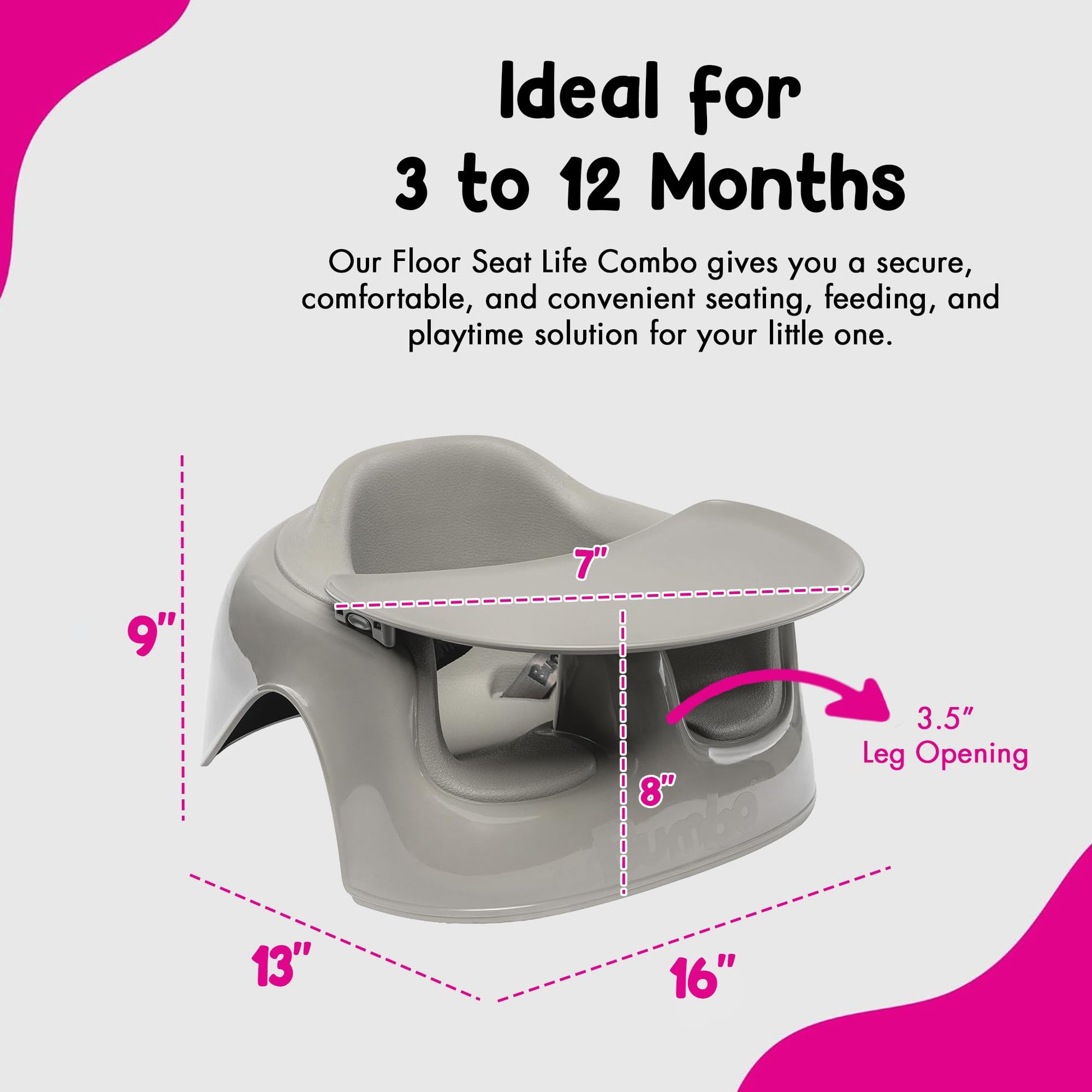 Side view of Bumbo baby floor seat for infant support