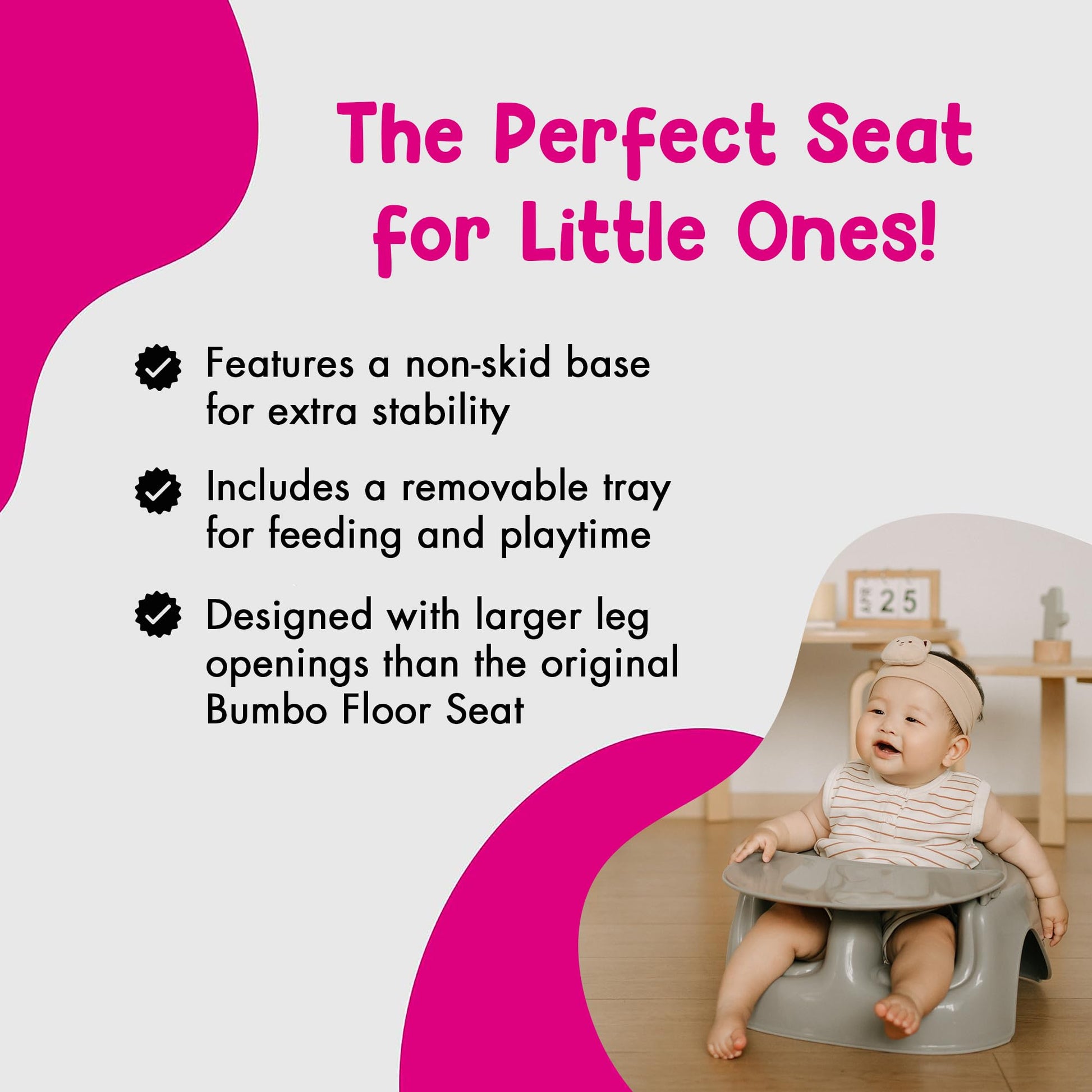 Top down view of Bumbo taupe foam floor seat