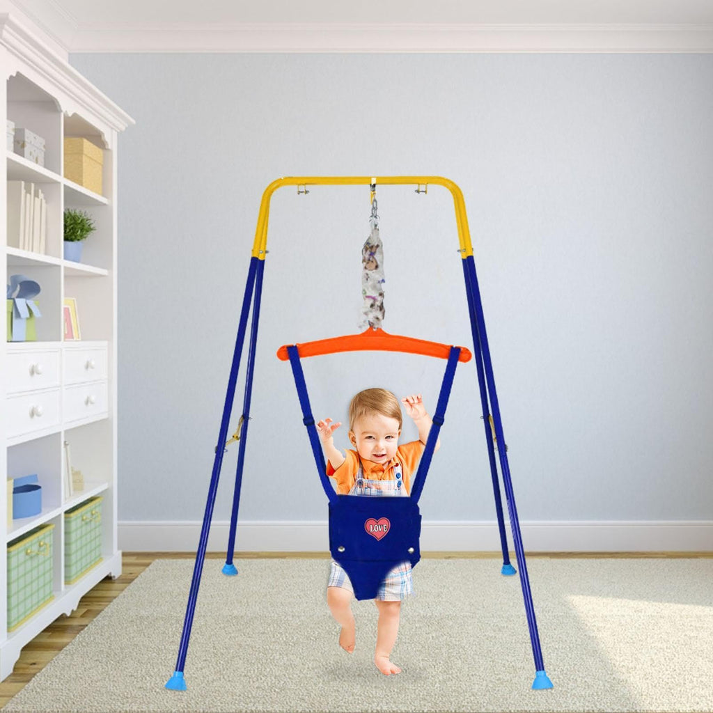 Close-up of secure door clamp mechanism for baby swing