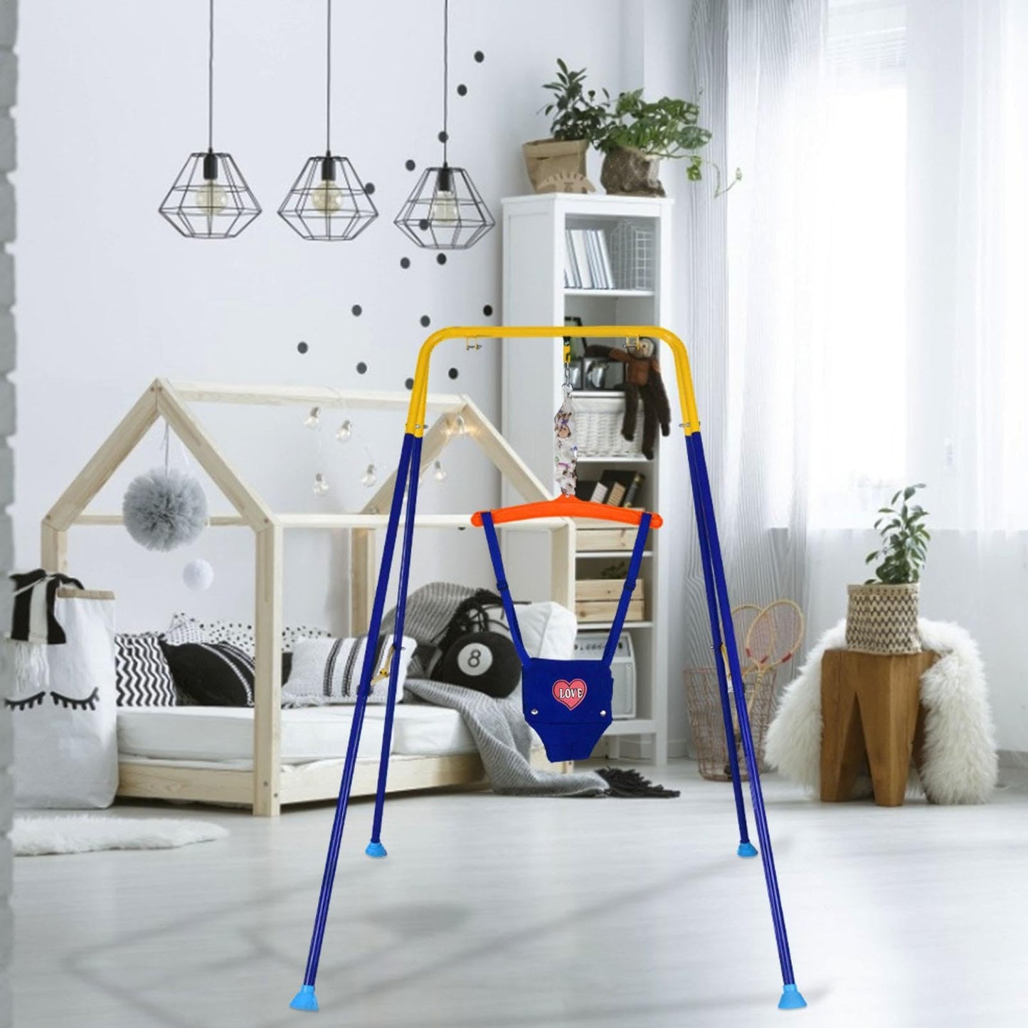 Eactel baby bouncer strap adjustment mechanism details.
