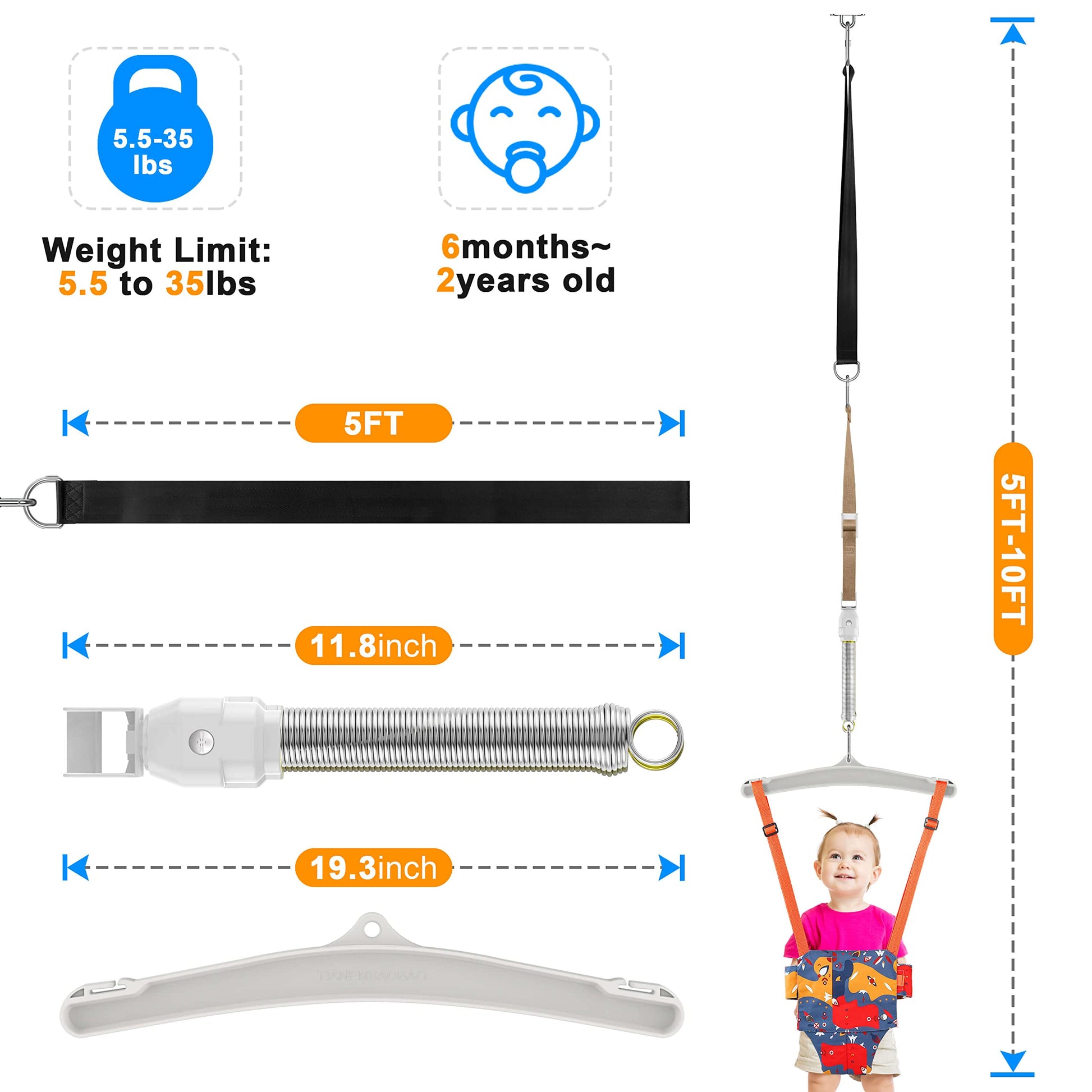 Package components of Tubagou infant jumping swing