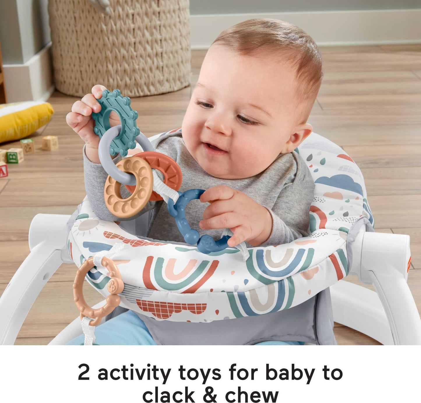 Fisher-Price Rainbow Showers baby chair with linkable developmental toys