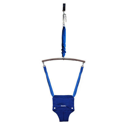 Toddler using DiLiDiLi door bouncer with adjustable strap