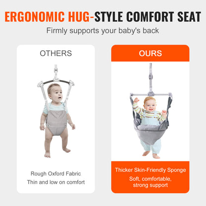 Close up of Vevor baby jumper seat and adjustable straps