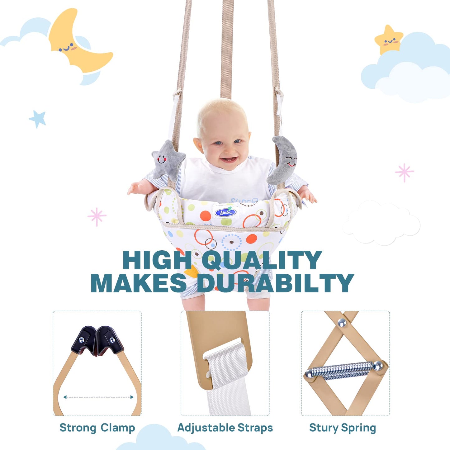 Close up of secure door clamp on AiBeeYou baby jumper
