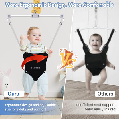 Close up of baby jumper seat harness and safety straps