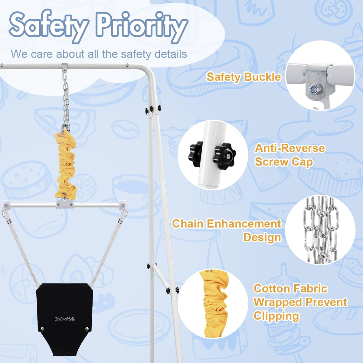 Abdtech toddler jumper showing adjustable height chain