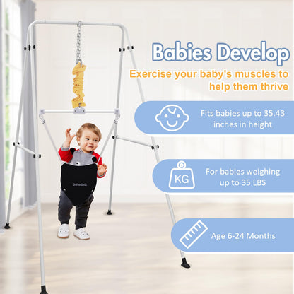 Toddler enjoying playtime in Abdtech standing baby jumper
