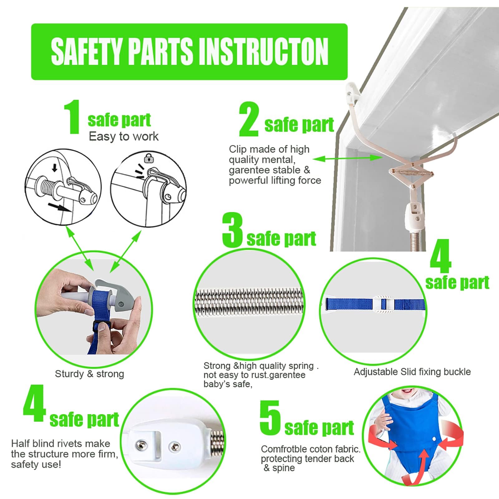 Sturdy metal clamp for baby door jumper installation