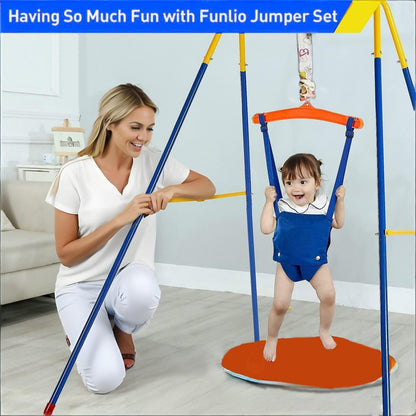 Blue2 variant baby jumper with adjustable metal stand