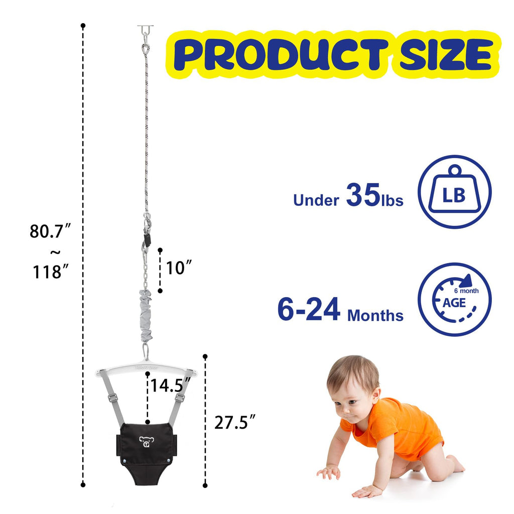 Baby bouncer ceiling hook mount and heavy duty hanging hardware