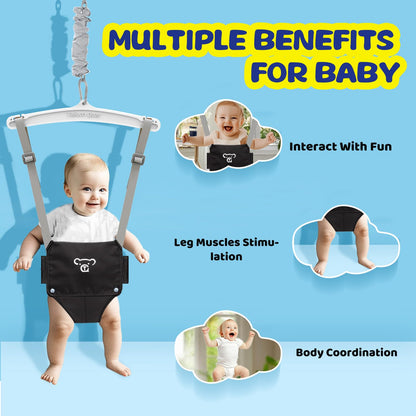 Portable baby jumper showing ceiling mounting hardware