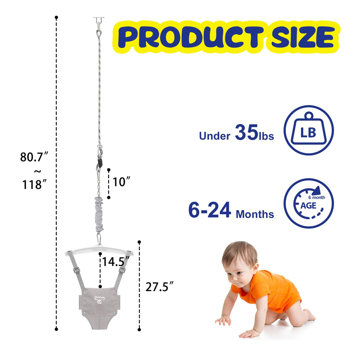 G Taleco Gear baby bouncer showing adjustable chain mechanism