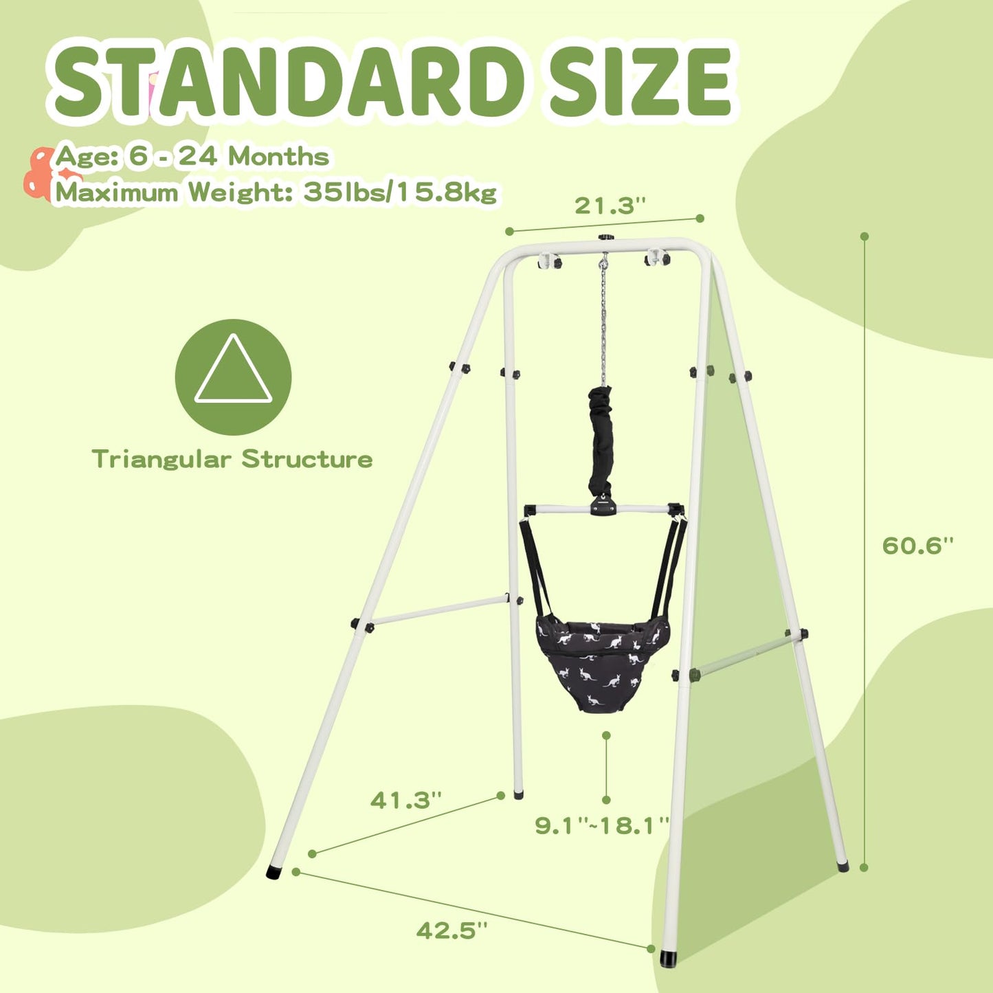 Folded Hapbabe baby jumper stand for easy storage