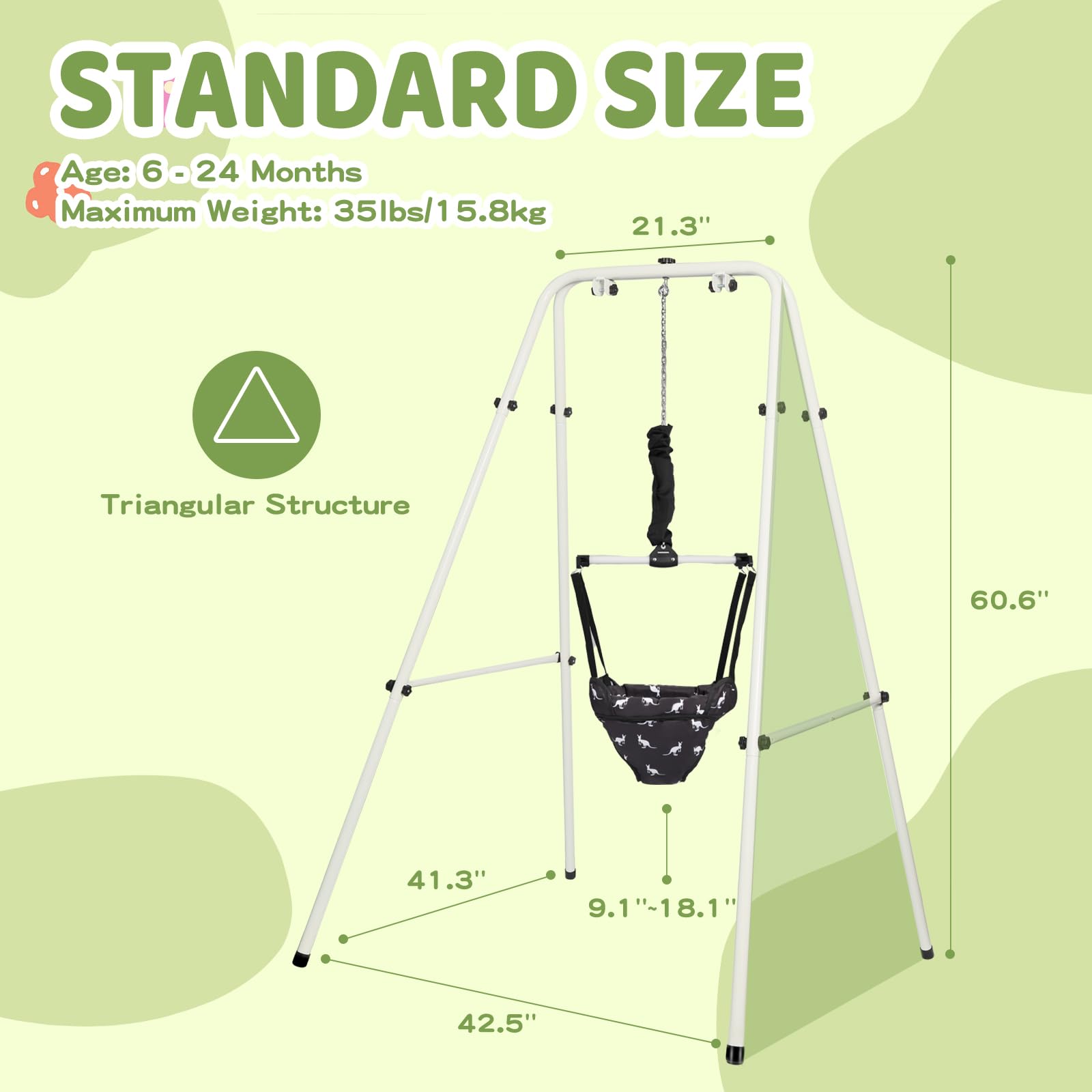 Folded Hapbabe baby jumper stand for easy storage
