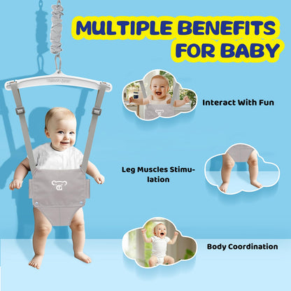 Portable baby jumper components and included rug